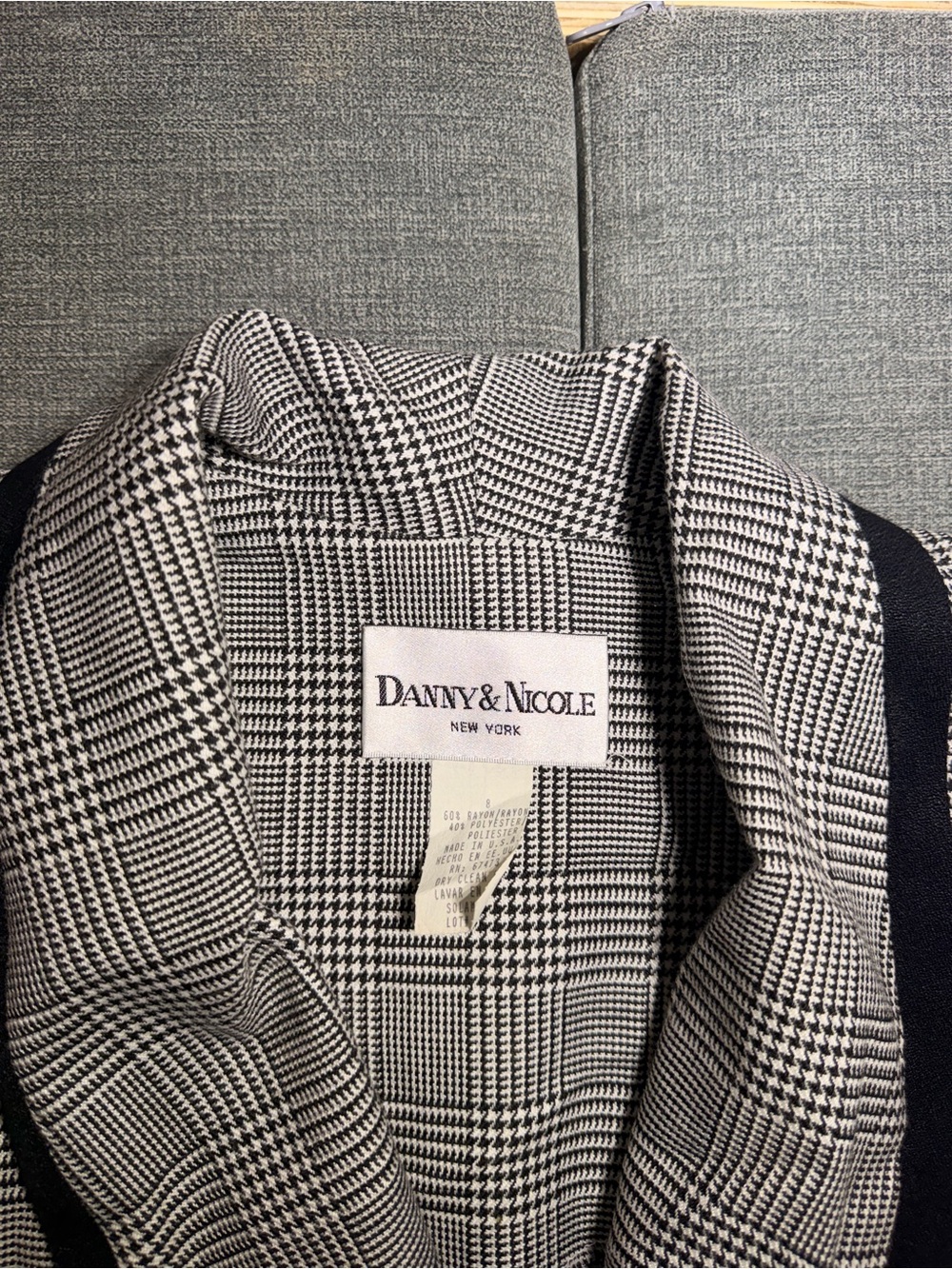 Danny & Nicole Black & White Glen Plaid Blazer